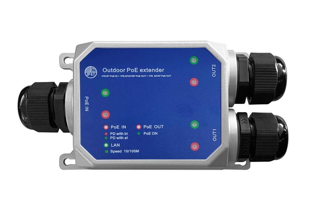 מפצל ומגדיל טווח PoE 1 ל-2 חיצוני IP67 לכניסה מרוחקת SIVIM