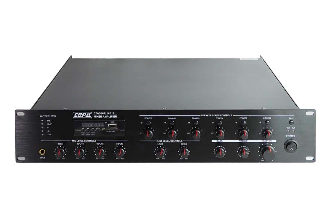 מגבר מיקסר 240-500W עם 6 אזורים נשלט מיקרופון אזורים דגם 31000G