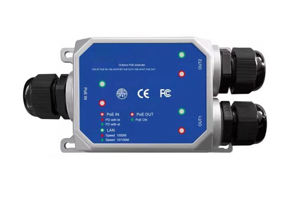 מפצל ומגדיל טווח PoE 1 ל-2 חיצוני IP67 SIVIM