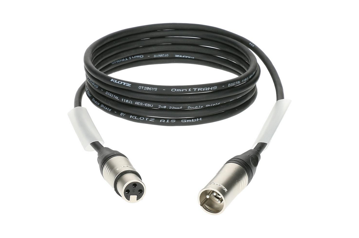 כבל תקשורת DMX/AES מוכן באורך 1 מ', מחברים של Neutrik, דגם AES3K0100