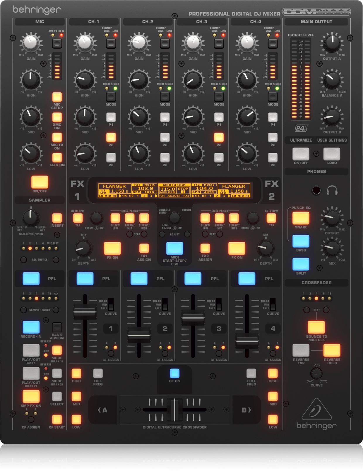 מיקסר DJ חמישה ערוצים דגם DDM4000 מבית Behringer