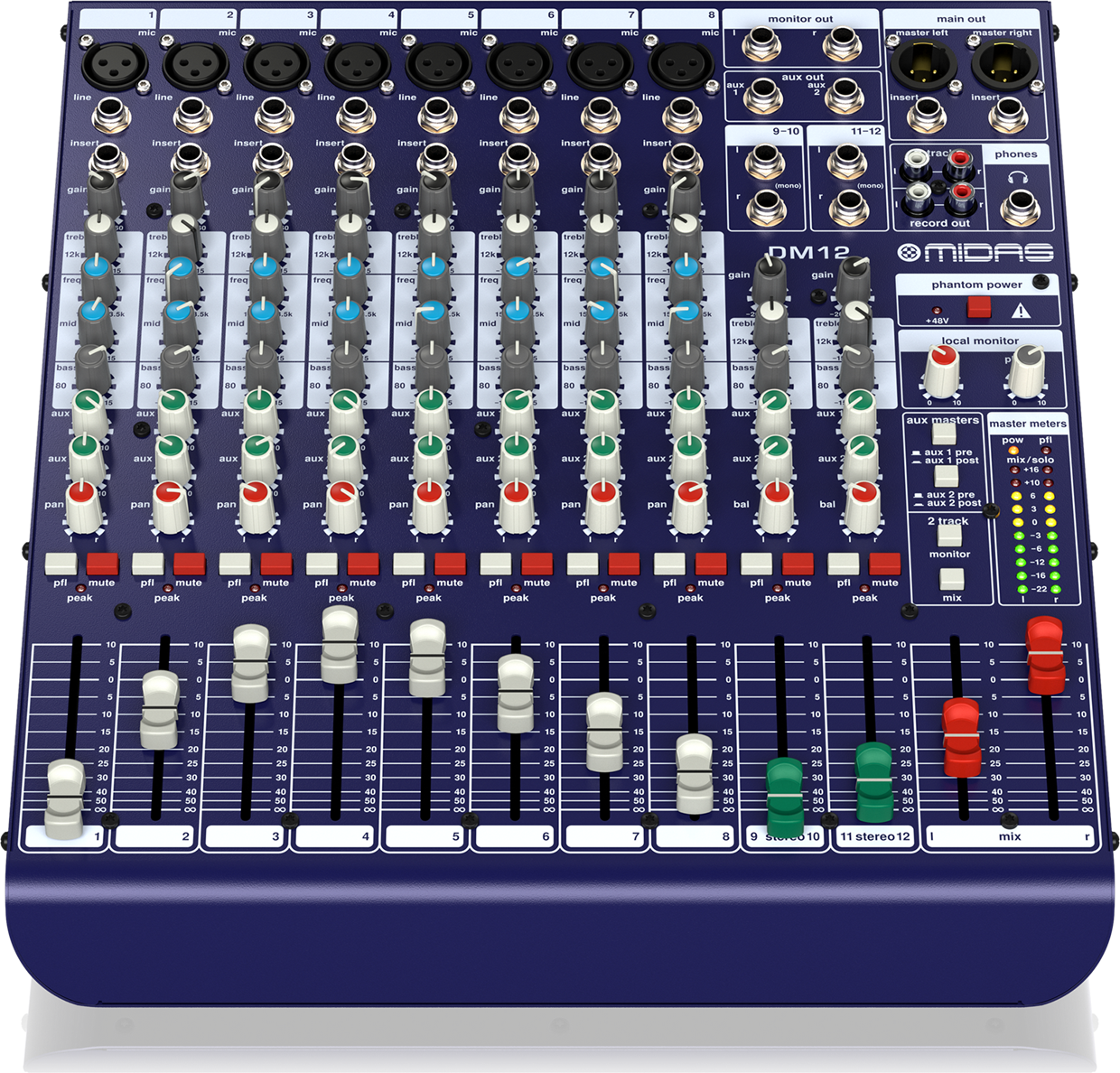 מיקסר אנלוגי 12 כניסות עם PREAMP דגם DM12 מבית MIDAS