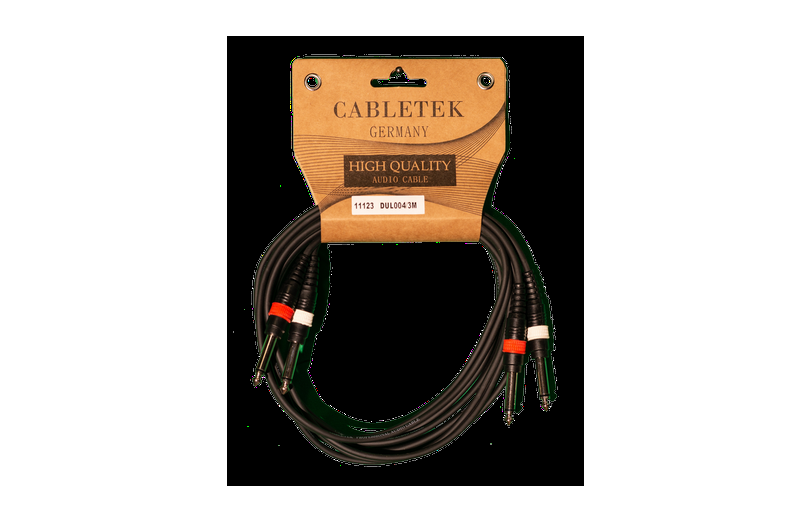 כבל סאונד זוג מחברי PL 6.3 mm זכר לזוג 2 PL 6.3mm זכר 3 מטר דגם DUL004/3M