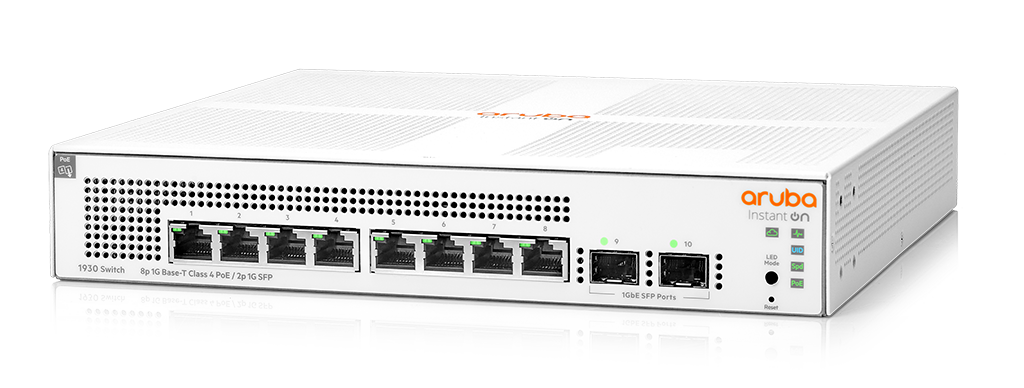מתג רשת מנוהל 8 יציאות עם PoE+ 124W ו-2 SFP דגם JL681A