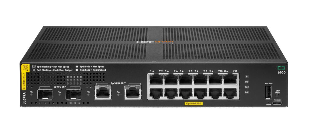 מתג רשת מנוהל 12 יציאות עם PoE+ 139W ו-2 SFP+ דגם JL679A