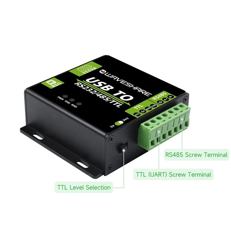 Waveshare USB RS232 RS485 TTL — Terminal Blocks חיבורים