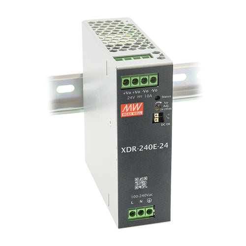 ספק כוח תעשייתי 240W על פס DIN Mean Well XDR-240E