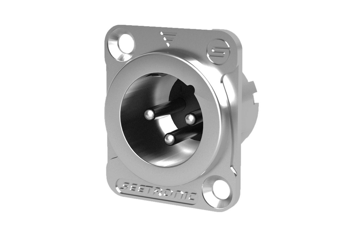 מחבר XLR זכר לפנל 3 פין צבע כסוף