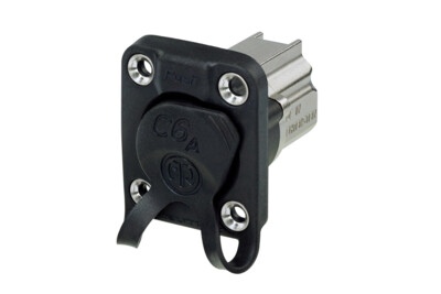 מחבר פאנל Neutrik etherCON CAT6A נקבה מסוכך IP65 דגם NE8FDX-P6-W