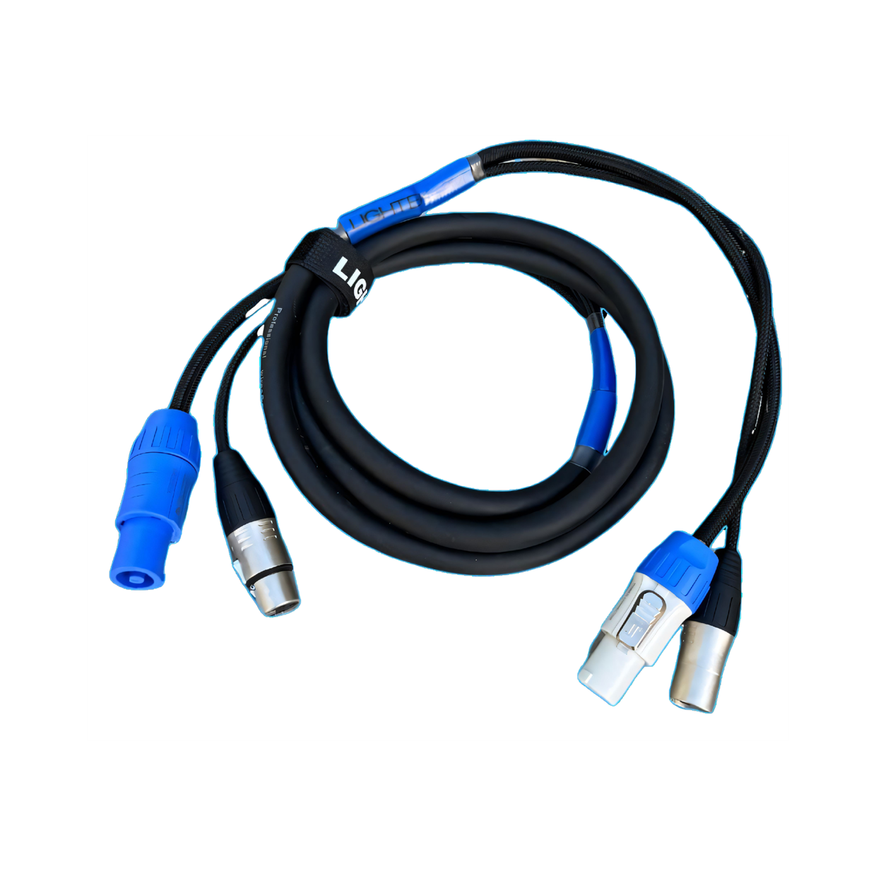 כבל מתח משולב DMX עם מחברי POWERCON כחול ואפור באורך 2 מטריםדגם PDC-2