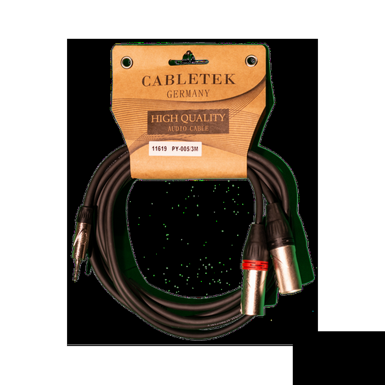 זוג כבלי XLR זכר ל PL 3.5 mm זכר 3 מטר דגם PY-005/3M