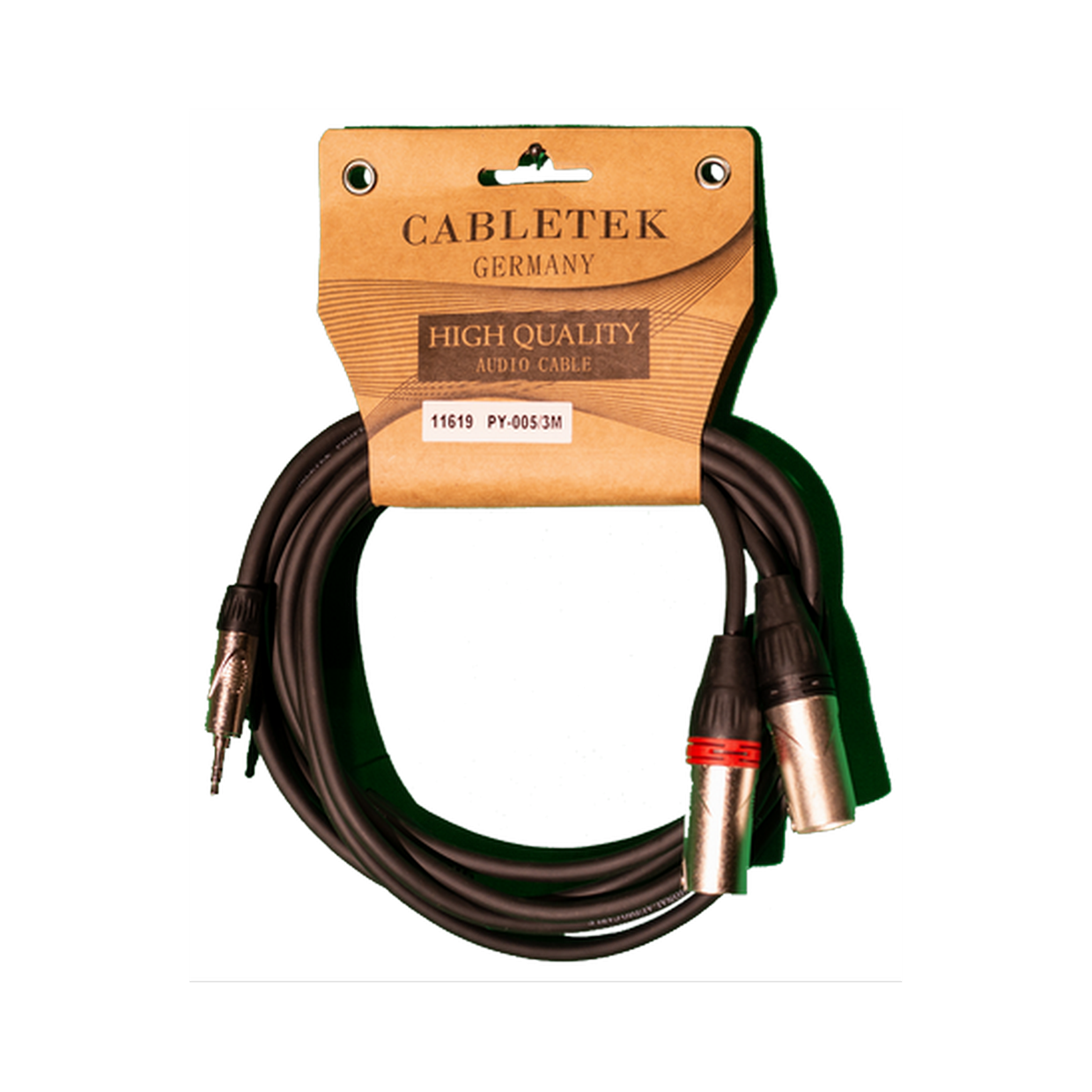 זוג כבלי XLR זכר ל PL 3.5 mm זכר 3 מטר דגם PY-005/3M