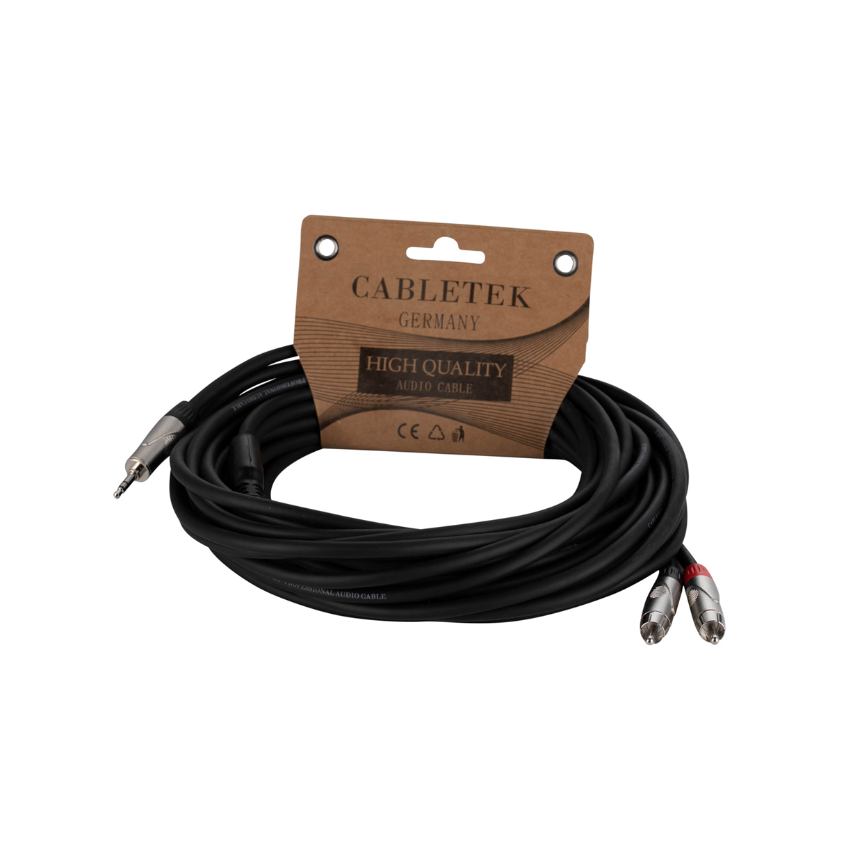 כבל סאונד PL 3.5 mm זכר ל2 RCA זכר 10 מטר דגם PY-007/10