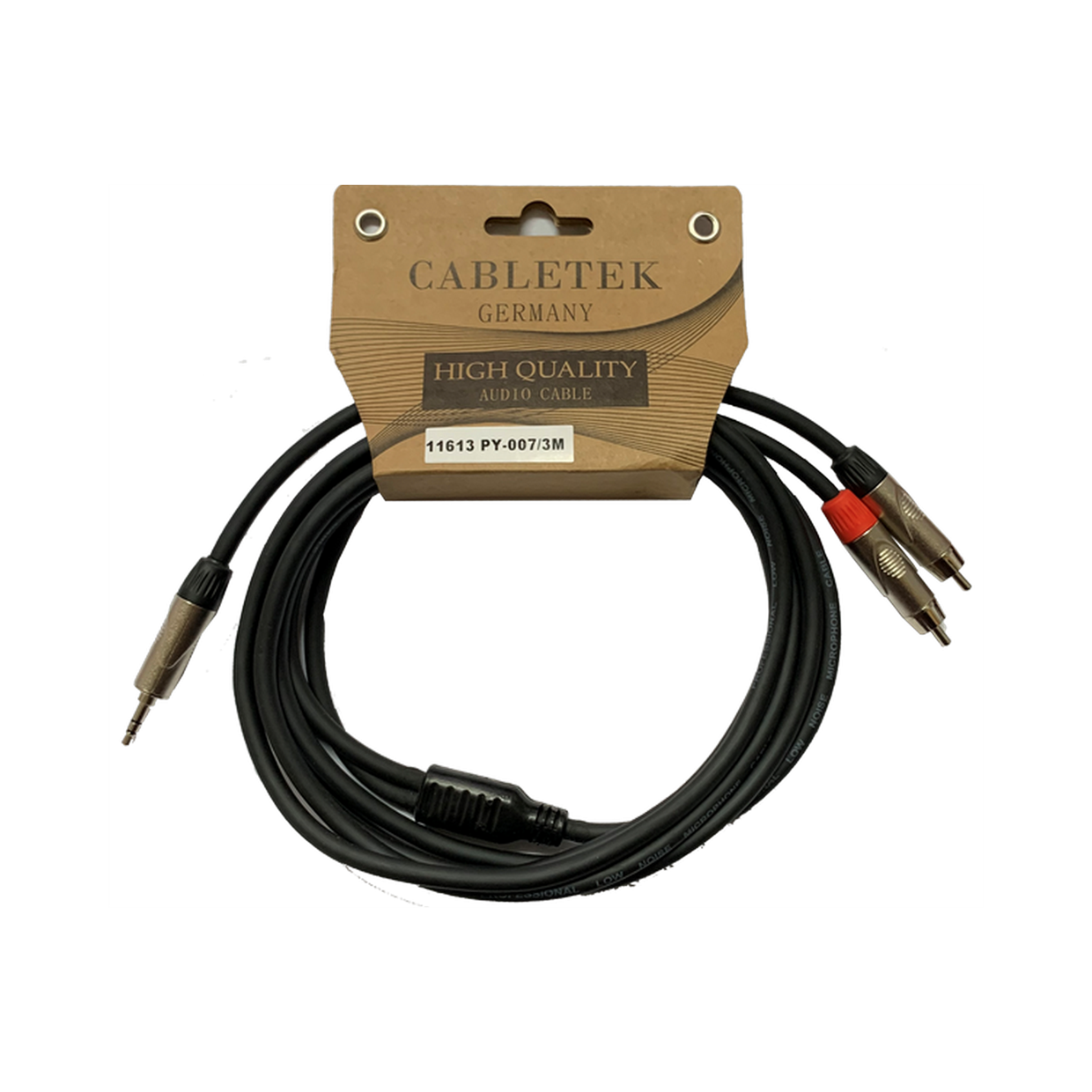 כבל סאונד Y PL 3.5 mm זכר ל2 RCA זכר 3 מטר דגם PY-007/3M