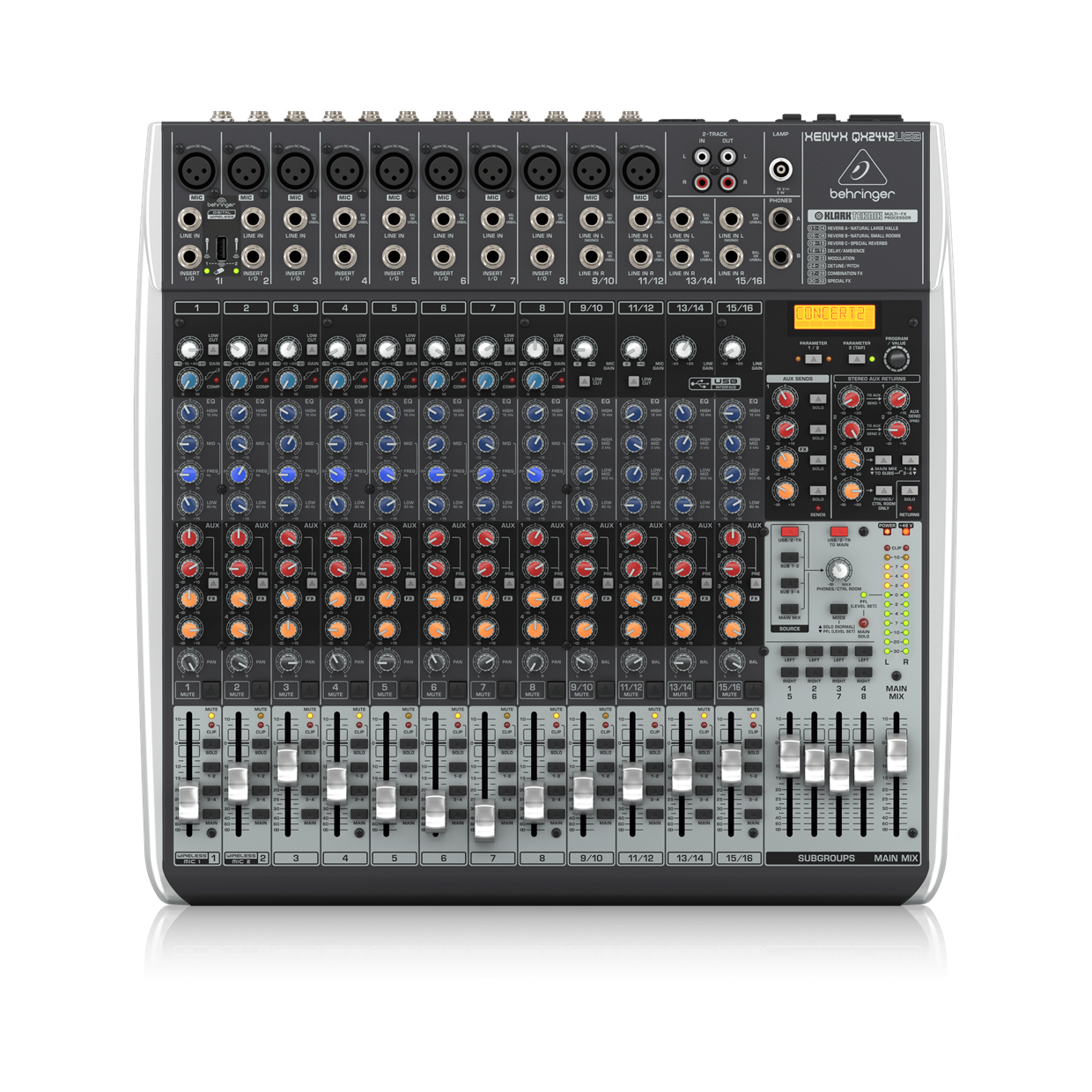 מיקסר אנלוגי 24 ערוצים דגם QX2442USB מבית BEHRINGER