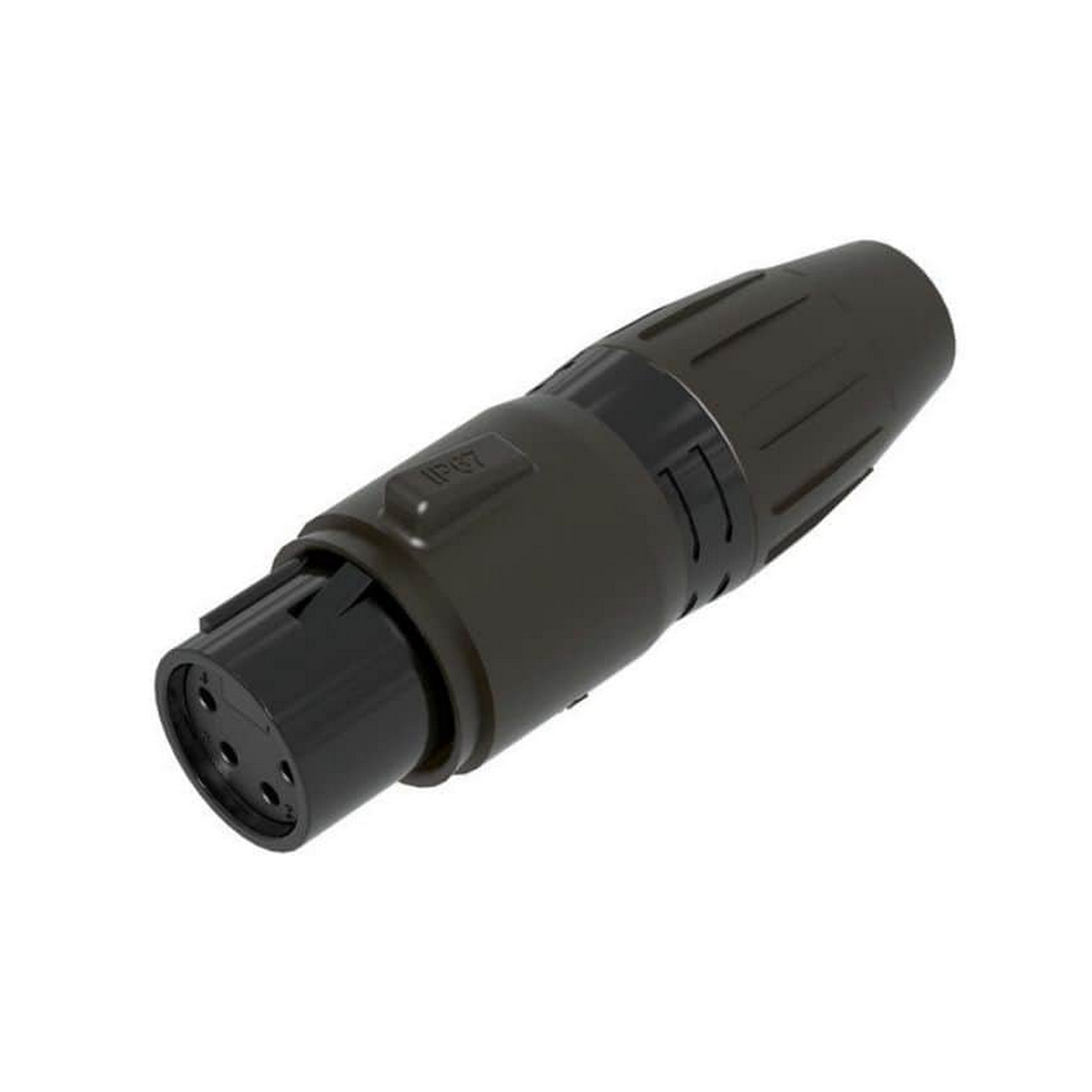 מחבר XLR נקבה 4 פינים עמיד מים IP67, מעטפת שחורה, מגעים מצופים זהב