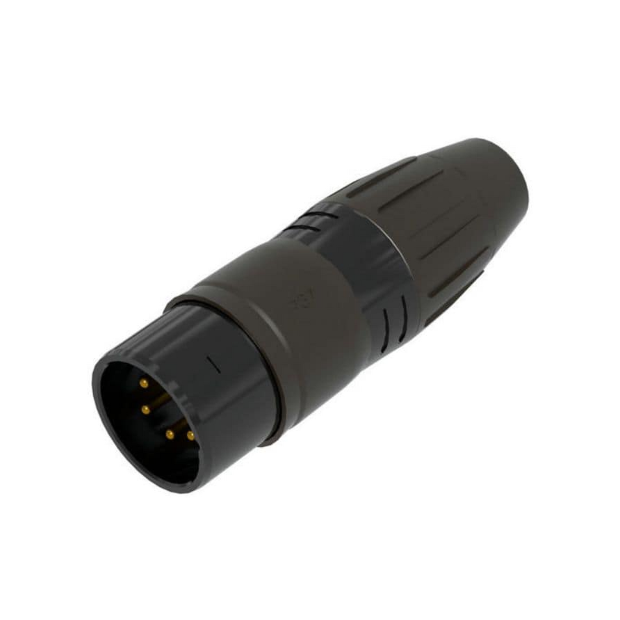מחבר XLR זכר 4 פינים עמיד מים IP67, מעטפת שחורה, מגעים מצופים זהב