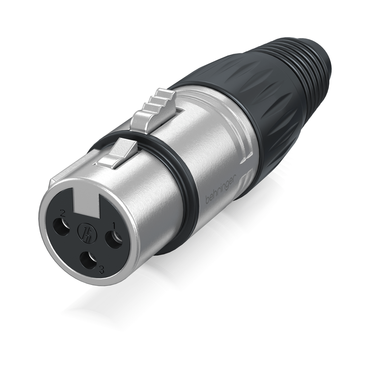 מחבר XLR נקבה 3 פינים, גוף מתכת כסוף, מתאים לכבלים 4–8 מ"מ