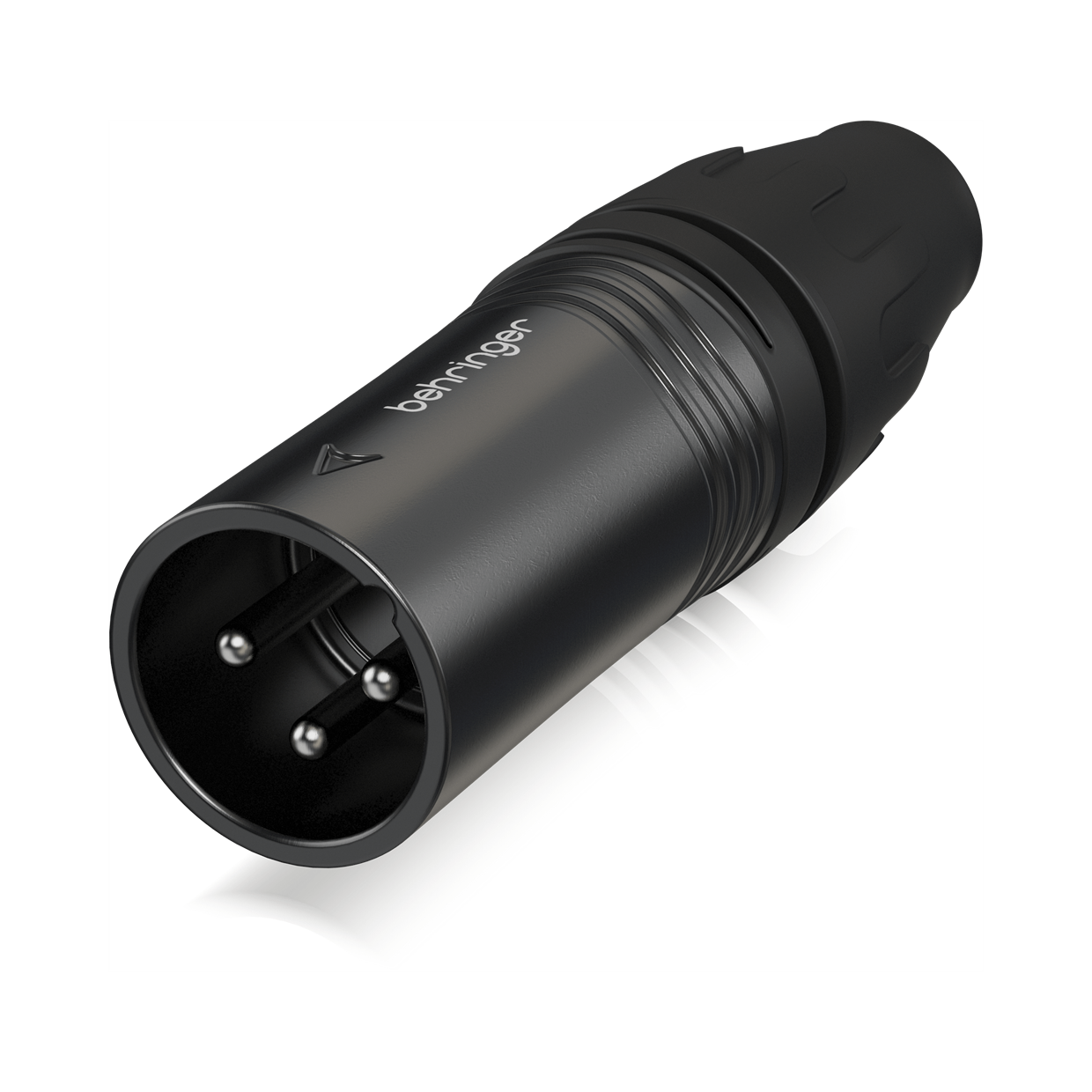 מחבר XLR זכר 3 פינים, גוף מתכת שחור, מתאים לכבלים 4–8 מ"מ